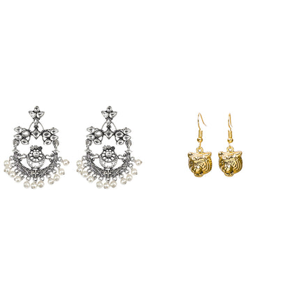 Carved Charm Dangler earrings (White) fiercely flawless dangler earrings Combo set
