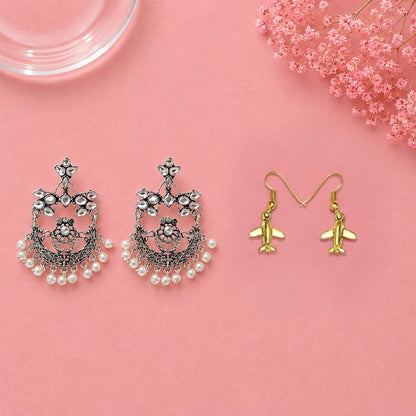 Carved Charm Dangler earrings (White) Sky High dangler earrings Combo set
