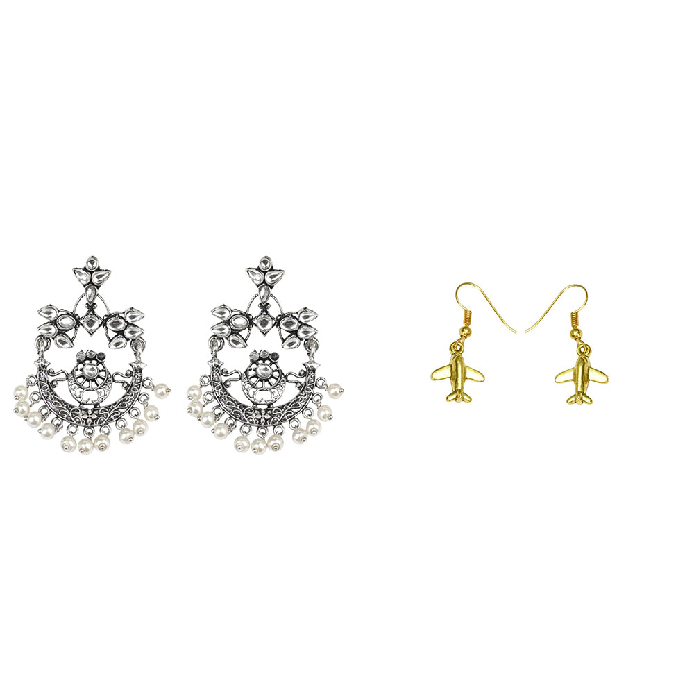 Carved Charm Dangler earrings (White) Sky High dangler earrings Combo set