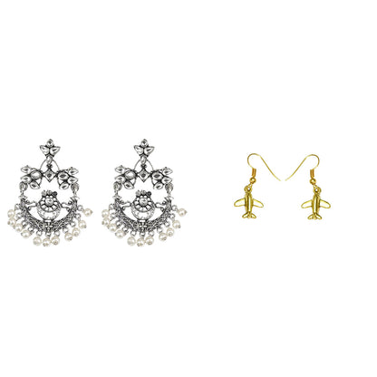 Carved Charm Dangler earrings (White) Sky High dangler earrings Combo set