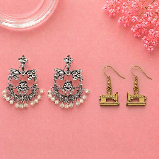 Carved Charm Dangler earrings (White) Sew-chic dangler earrings Combo set