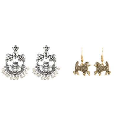 Carved Charm Dangler earrings (White) Pawfect spark dangler earrinngs Combo set