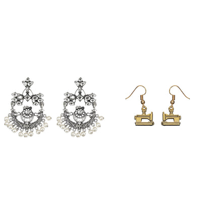 Carved Charm Dangler earrings (White) Sew-chic dangler earrings Combo set