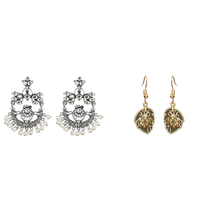 Carved Charm Dangler earrings (White) Beetle bling dangler earrings Combo set