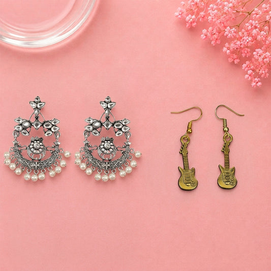 Carved Charm Dangler earrings (White) Strum chic dangler earrings Combo set