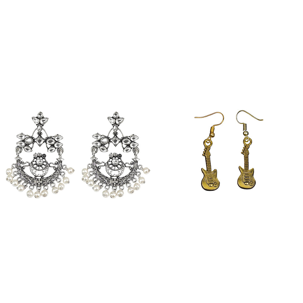 Carved Charm Dangler earrings (White) Strum chic dangler earrings Combo set
