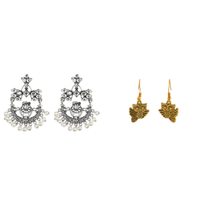 Carved Charm Dangler earrings (White) Hoot Hoot Dangler earrings Combo set