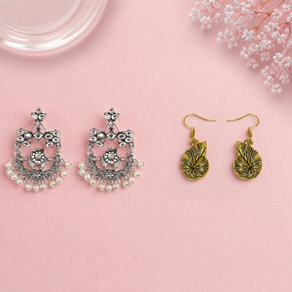 Carved Charm Dangler earrings (White) Conch Glow dangler earrings Combo set