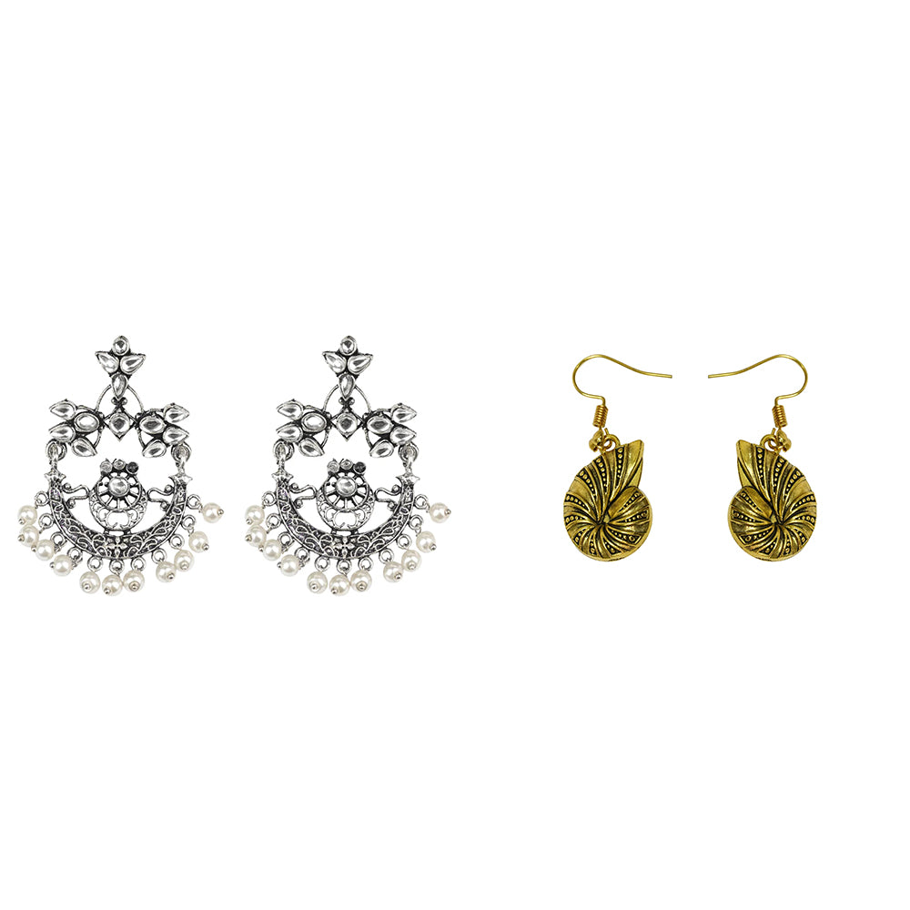 Carved Charm Dangler earrings (White) Conch Glow dangler earrings Combo set