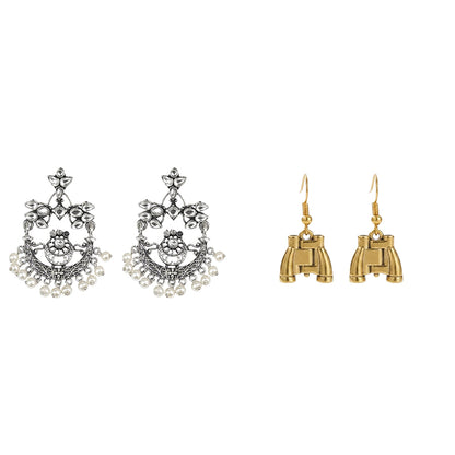 Carved Charm Dangler earrings (White) Eyeconic dangler earrings Combo set