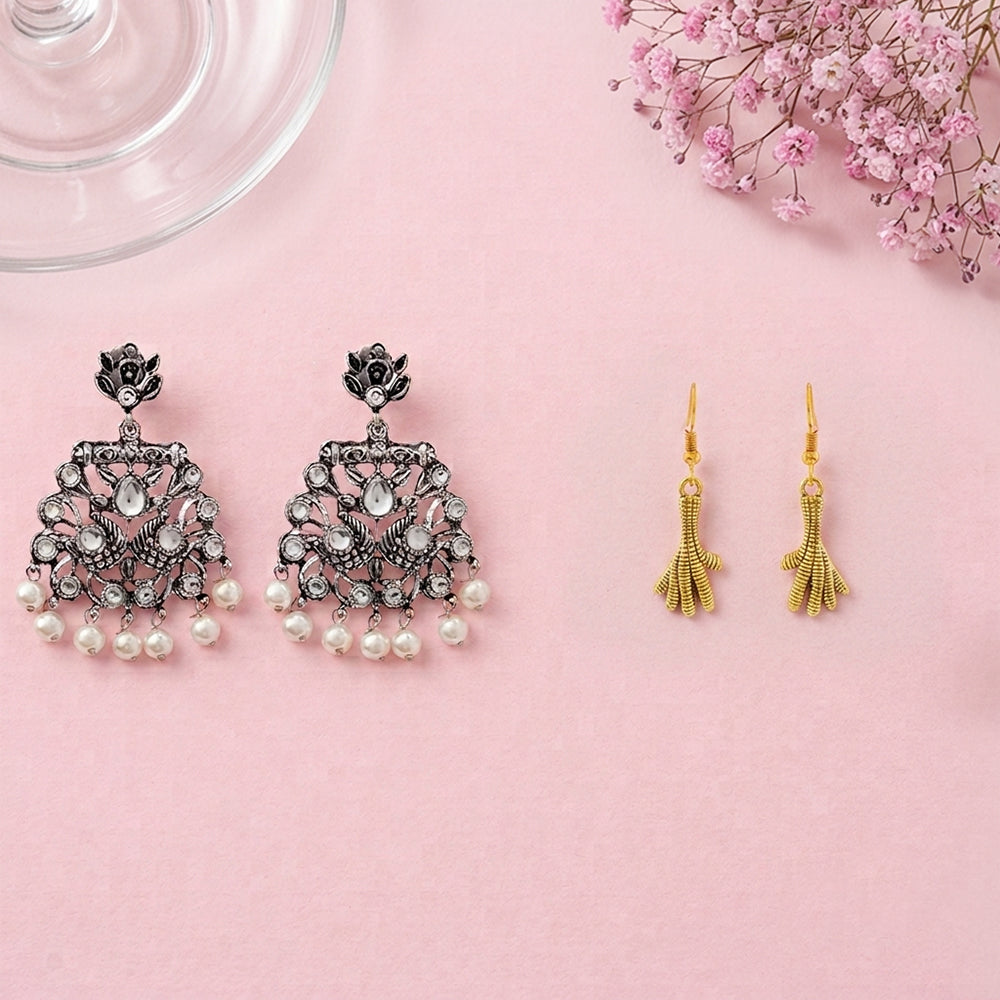 Peacock glow stone studded dangler & Talon twist dangler Combo set