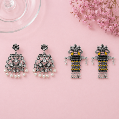 Peacock glow stone studded dangler & Bindaas Boho dangler Combo set