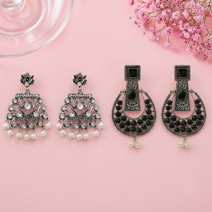 Peacock glow stone studded dangler & Moonfall stone studded dangler Combo set