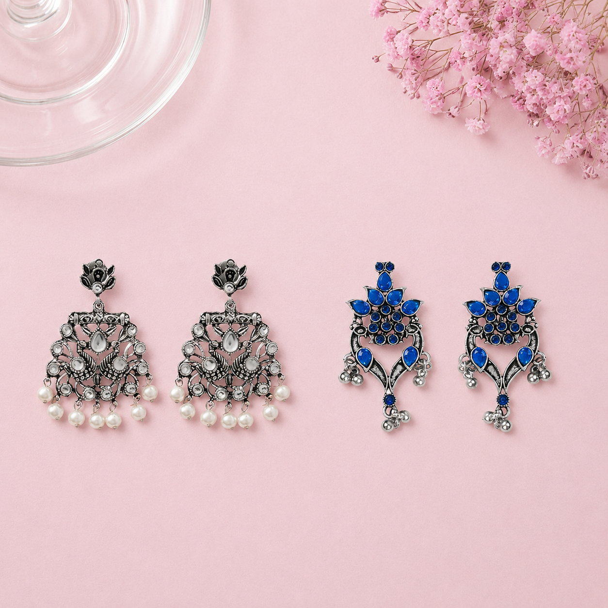 Peacock glow stone studded dangler & Tint and Twinkle Combo set