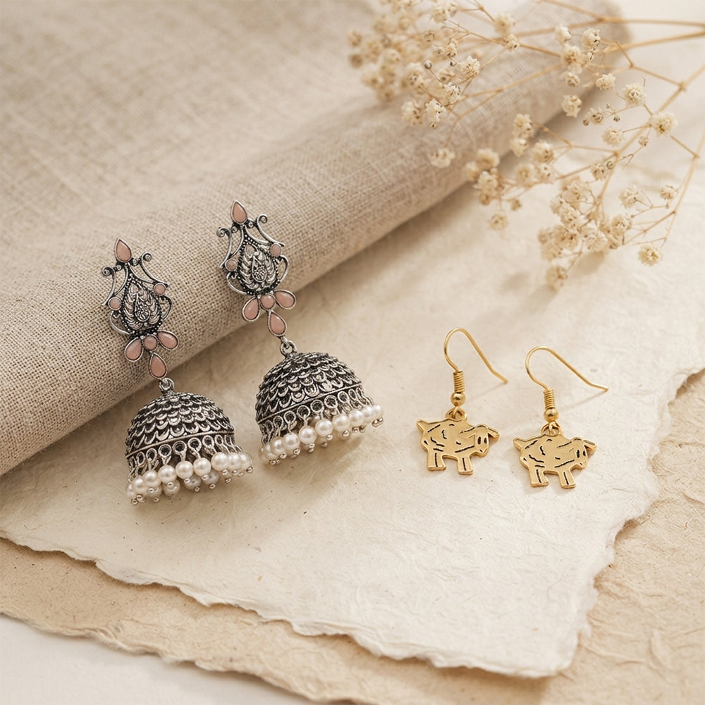 Kalash Kamal earring (Light Orange) Ba Ba dangler earrings Combo set