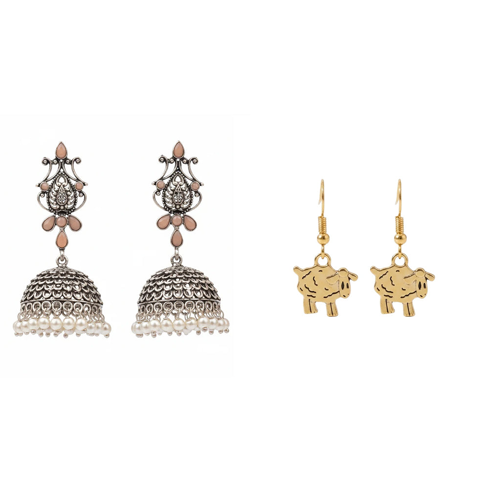 Kalash Kamal earring (Light Orange) Ba Ba dangler earrings Combo set