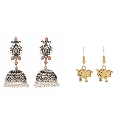 Kalash Kamal earring (Light Orange) Ba Ba dangler earrings Combo set