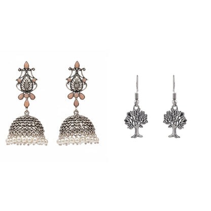 Kalash Kamal earring  Roots of elegance dangler earrings (Silver) Combo set