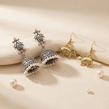 Kalash Kamal earring (Light Orange) piggy dangler earrings Combo set