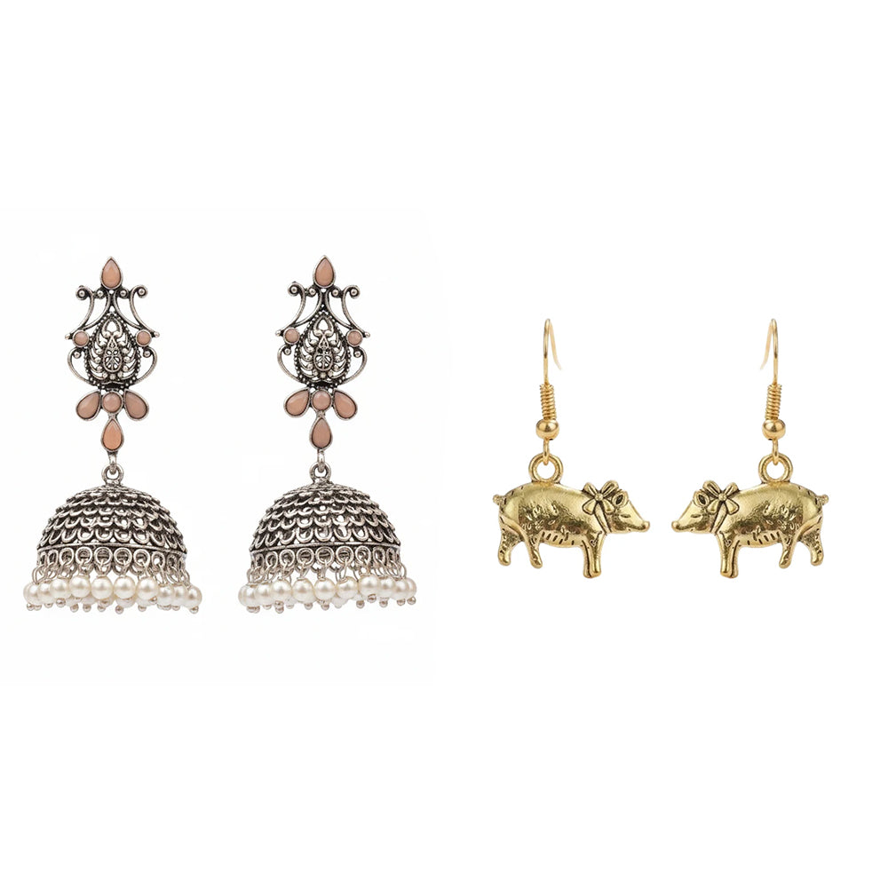 Kalash Kamal earring (Light Orange) piggy dangler earrings Combo set