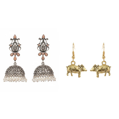 Kalash Kamal earring (Light Orange) piggy dangler earrings Combo set