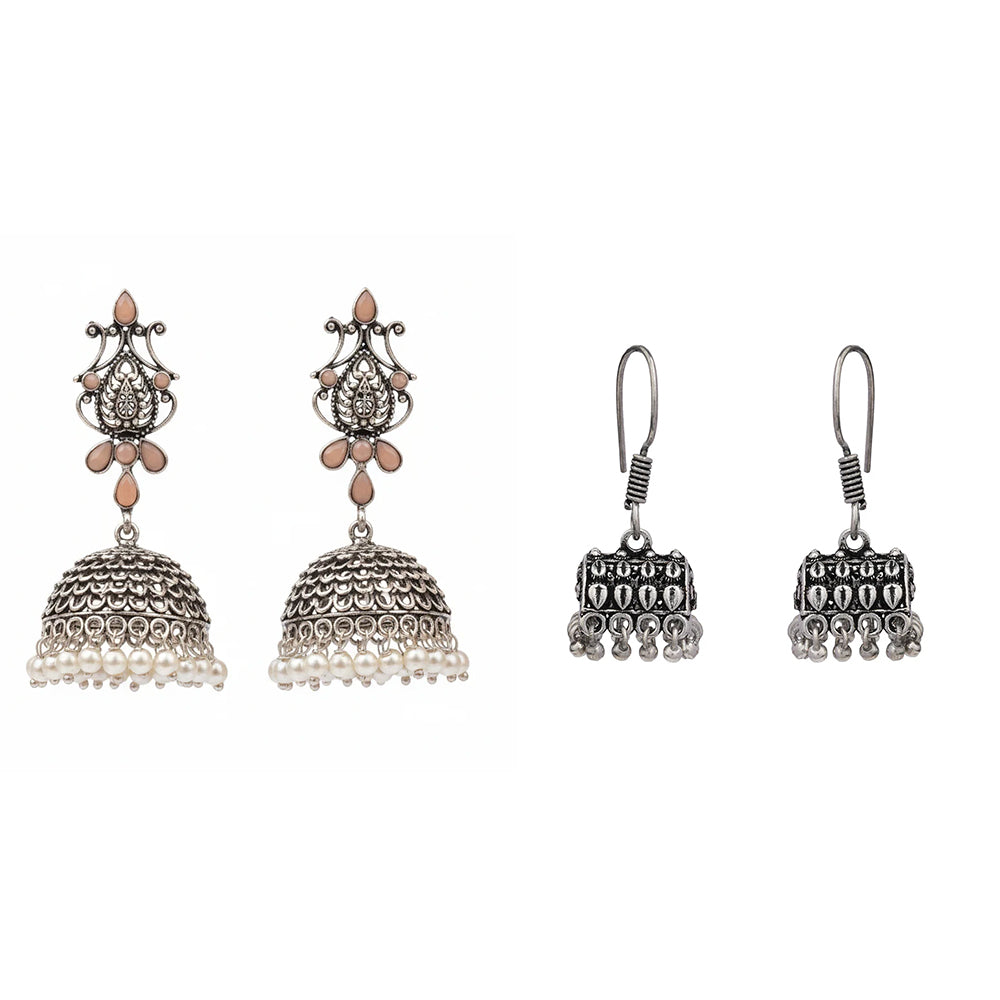 Kalash Kamal earring  Tiny Twinkle jhumki earring (Silver) Combo set