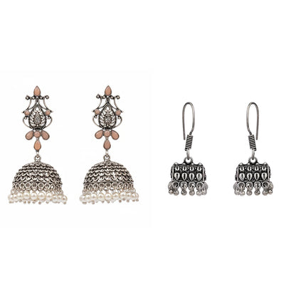 Kalash Kamal earring  Tiny Twinkle jhumki earring (Silver) Combo set
