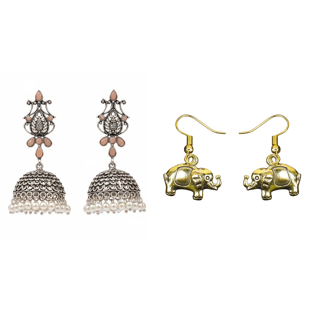 Kalash Kamal earring (Light Orange) Eleglam dangler earrings Combo set
