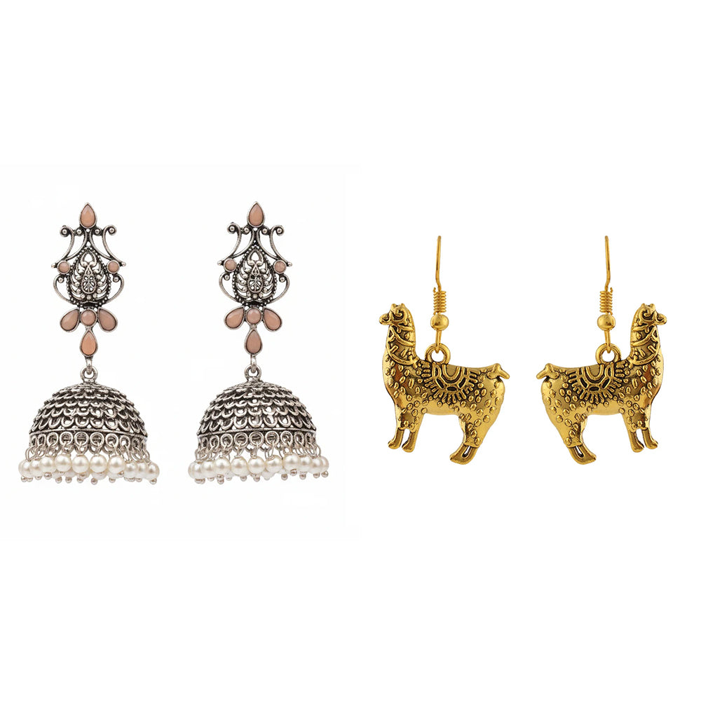 Kalash Kamal earring (Light Orange) Lama Drama dangler earrings Combo set