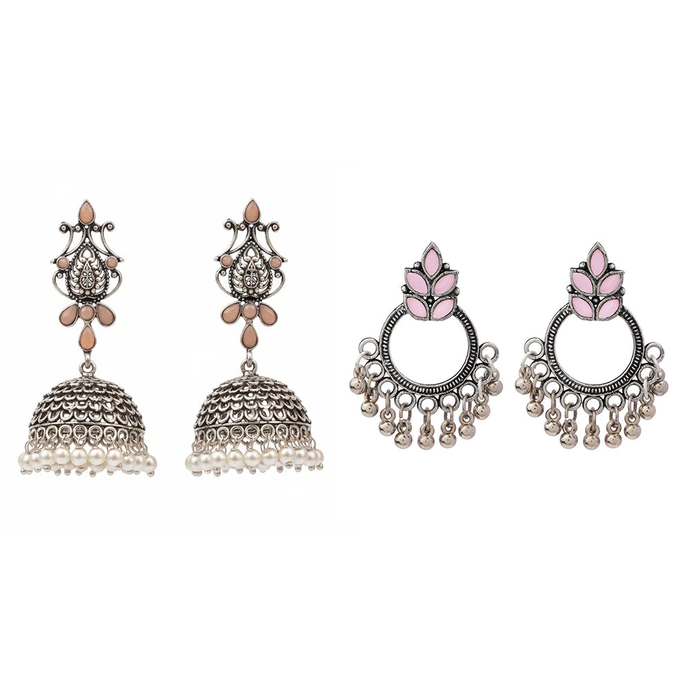 Kalash Kamal earring  Fine Shine stud earrings (Baby Pink) Combo set