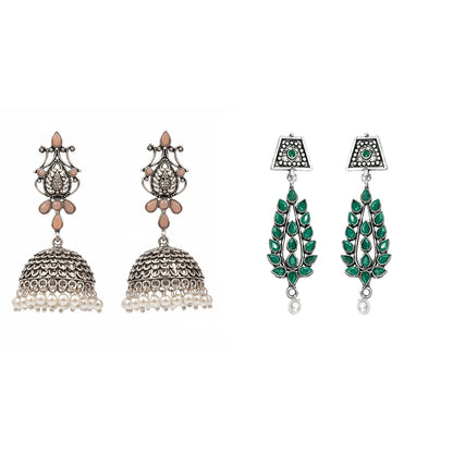 Kalash Kamal earring  Precious Petal stone studded dangler earring Combo
