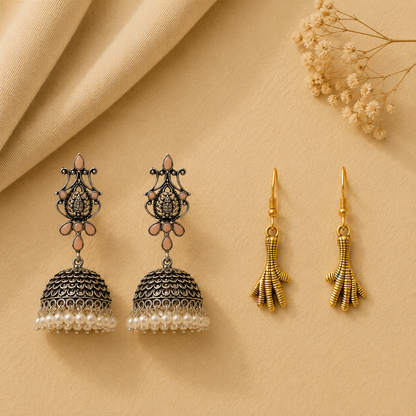 Kalash Kamal earring (Light Orange) Talon twist dangler earrings Combo set