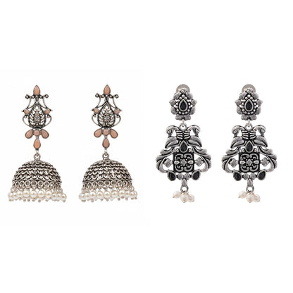 Kalash Kamal earring  Feathered Grace dangler earrings (Black) Combo set