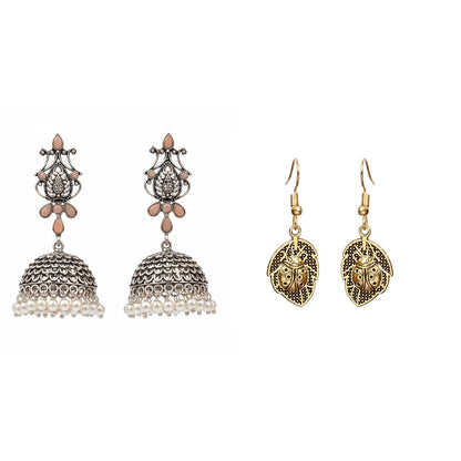 Kalash Kamal earring (Light Orange) Beetle bling dangler earrings Combo set