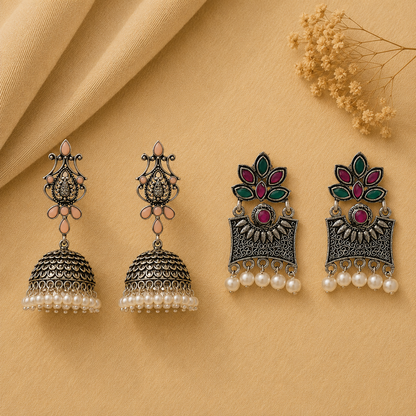 Kalash Kamal earring  Flora-Aura stone studded dangler earrings Combo