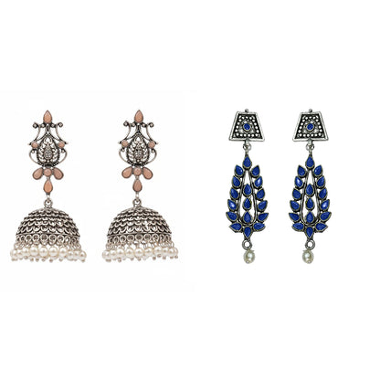 Kalash Kamal earring  Precious Petal stone studded dangler earring Combo