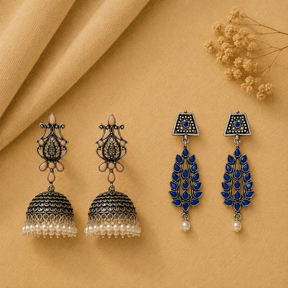 Kalash Kamal earring  Precious Petal stone studded dangler earring Combo