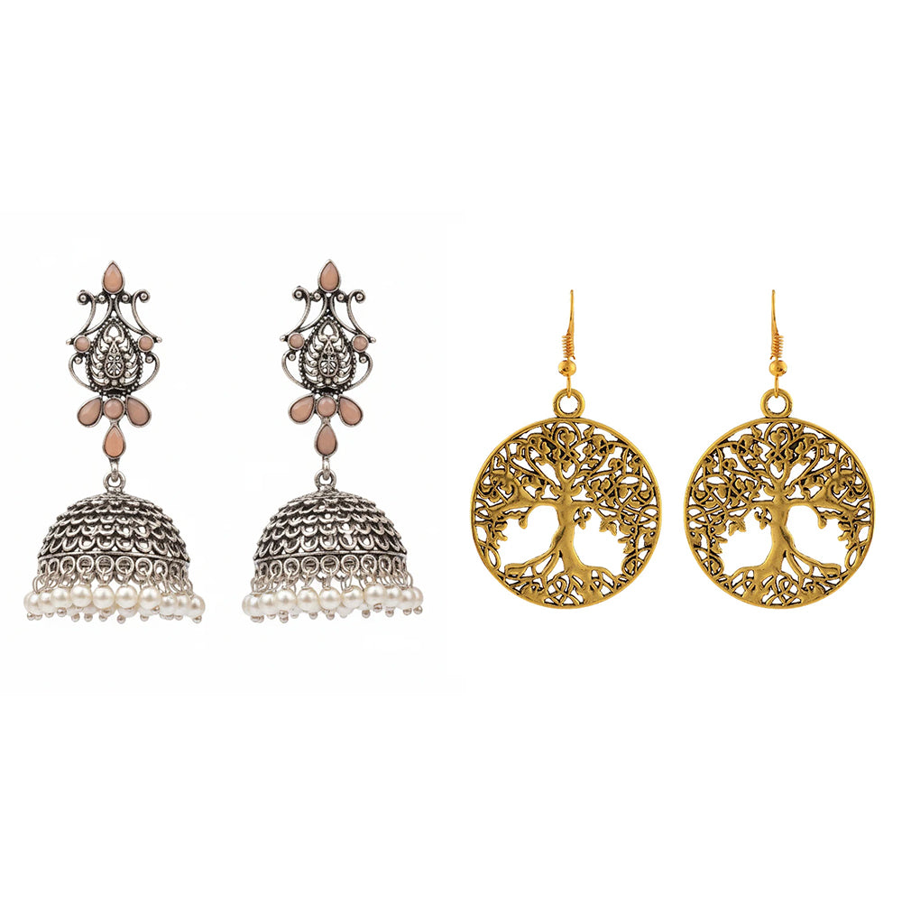 Kalash Kamal earring (Light Orange) Roots and rizz dangler earrings Combo set