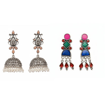 Kalash Kamal earring  Rainbow rhine dangler earrings (Multicolored) Combo set