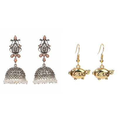 Kalash Kamal earring (Light Orange) Treasure oink dangler earrings Combo set