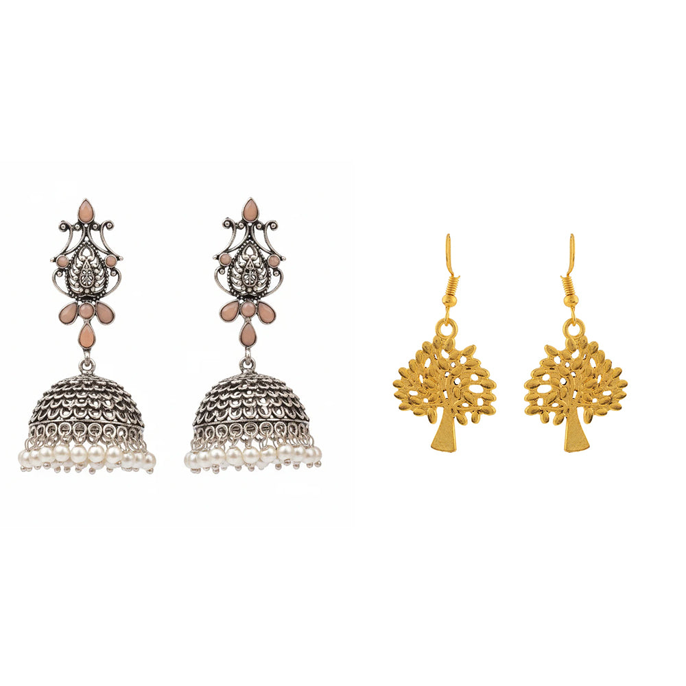 Kalash Kamal earring (Light Orange) Eternal roots dangler earrings Combo set