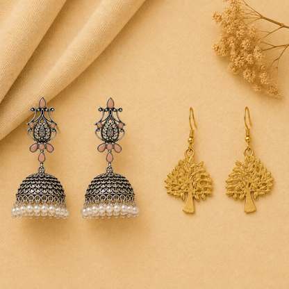 Kalash Kamal earring (Light Orange) Eternal roots dangler earrings Combo set