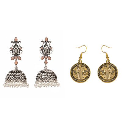 Kalash Kamal earring (Light Orange) Divine Benedict dangler earrings Combo set