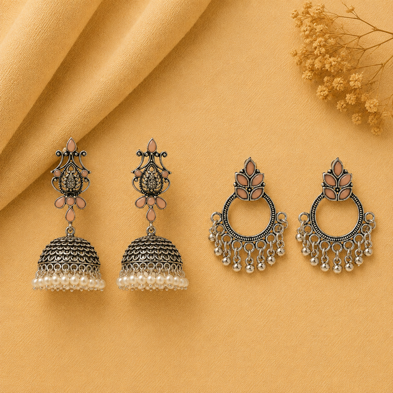 Kalash Kamal earring  Fine Shine stud earrings  Combo set