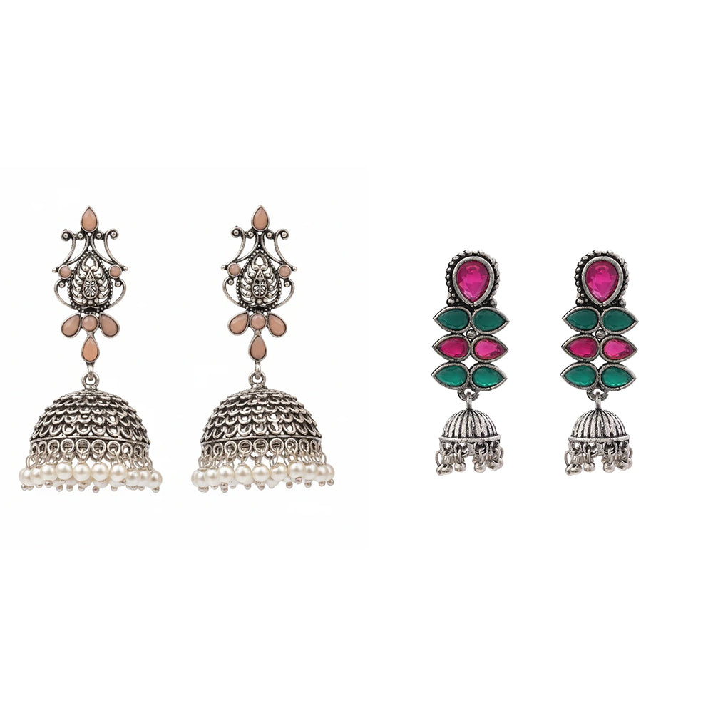 Kalash Kamal earring  Dazzle Dash Jhumki earring (Multicolored) Combo set