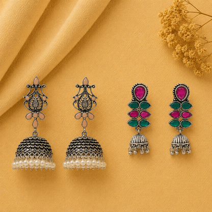 Kalash Kamal earring  Dazzle Dash Jhumki earring (Multicolored) Combo set
