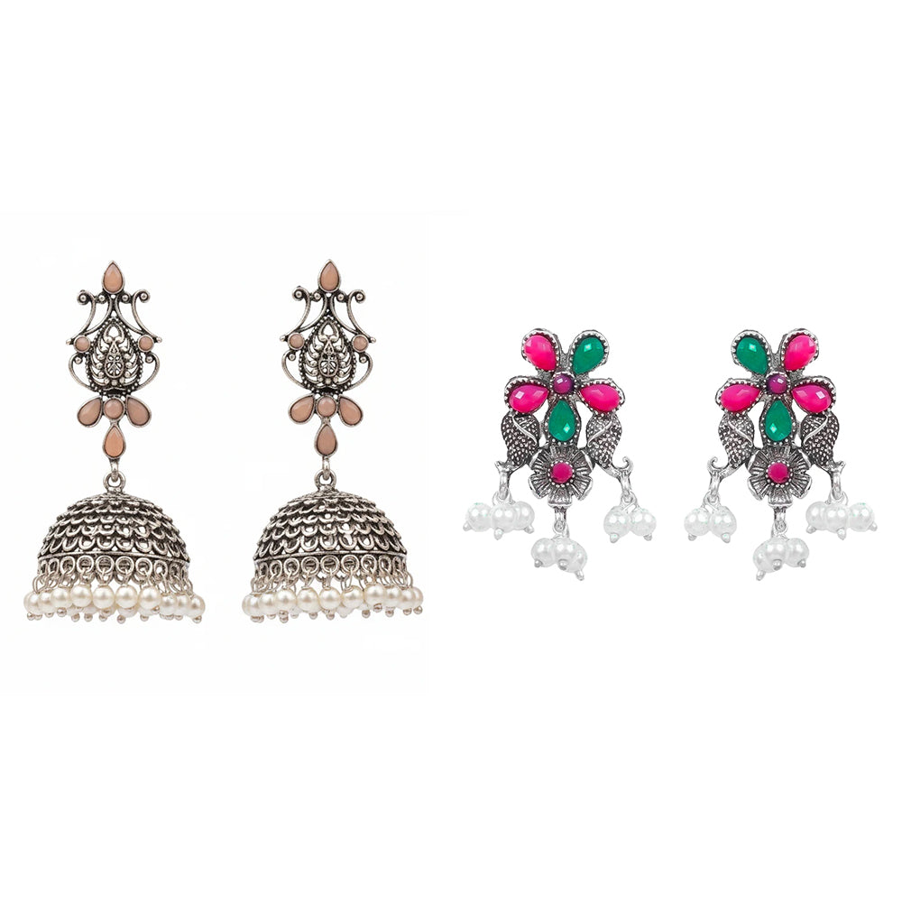 Kalash Kamal earring  Floral Drop stud earrings (Multicolored) Combo set