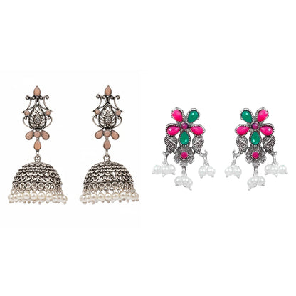 Kalash Kamal earring  Floral Drop stud earrings (Multicolored) Combo set