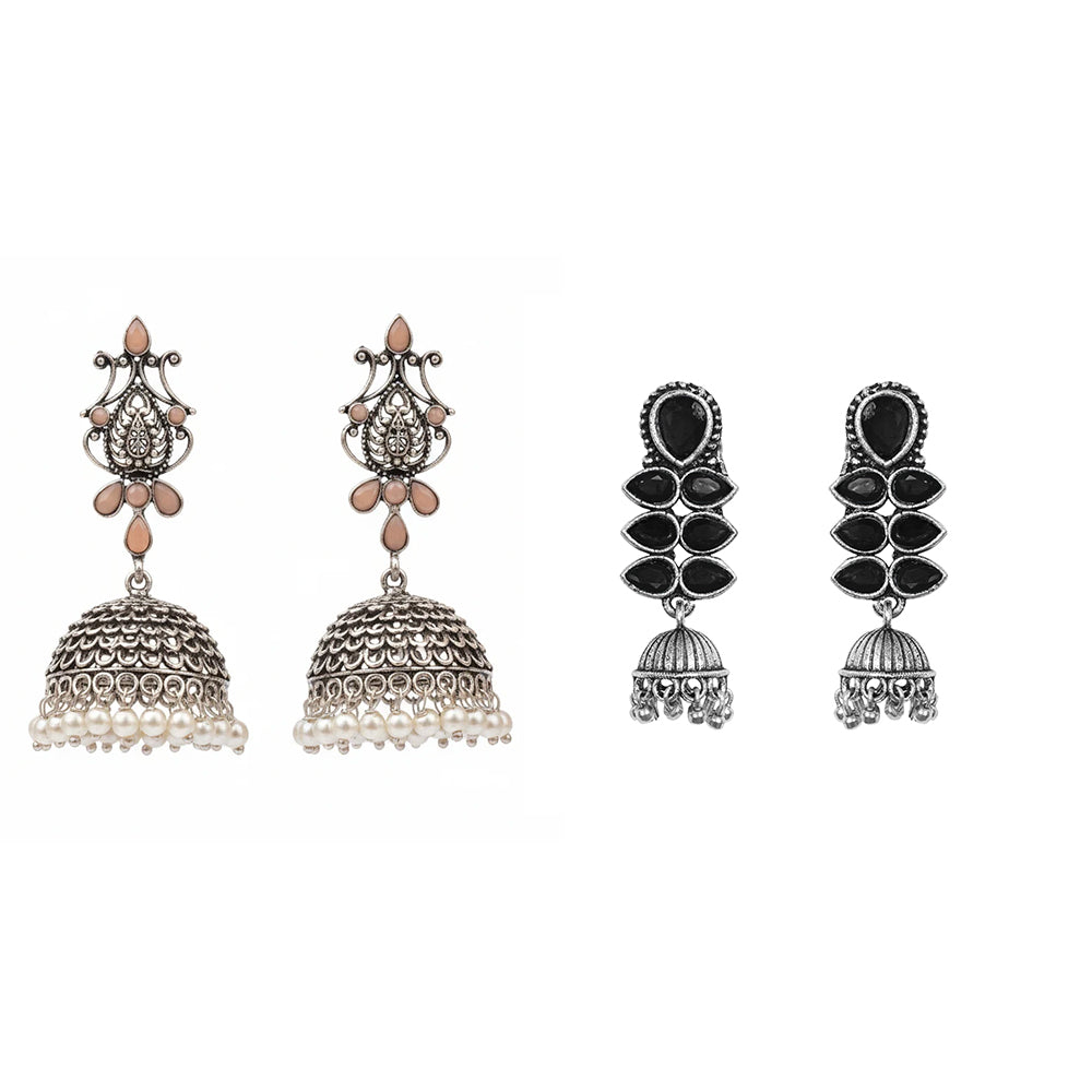 Kalash Kamal earring  Dazzle Dash Jhumki earring (Black) Combo set
