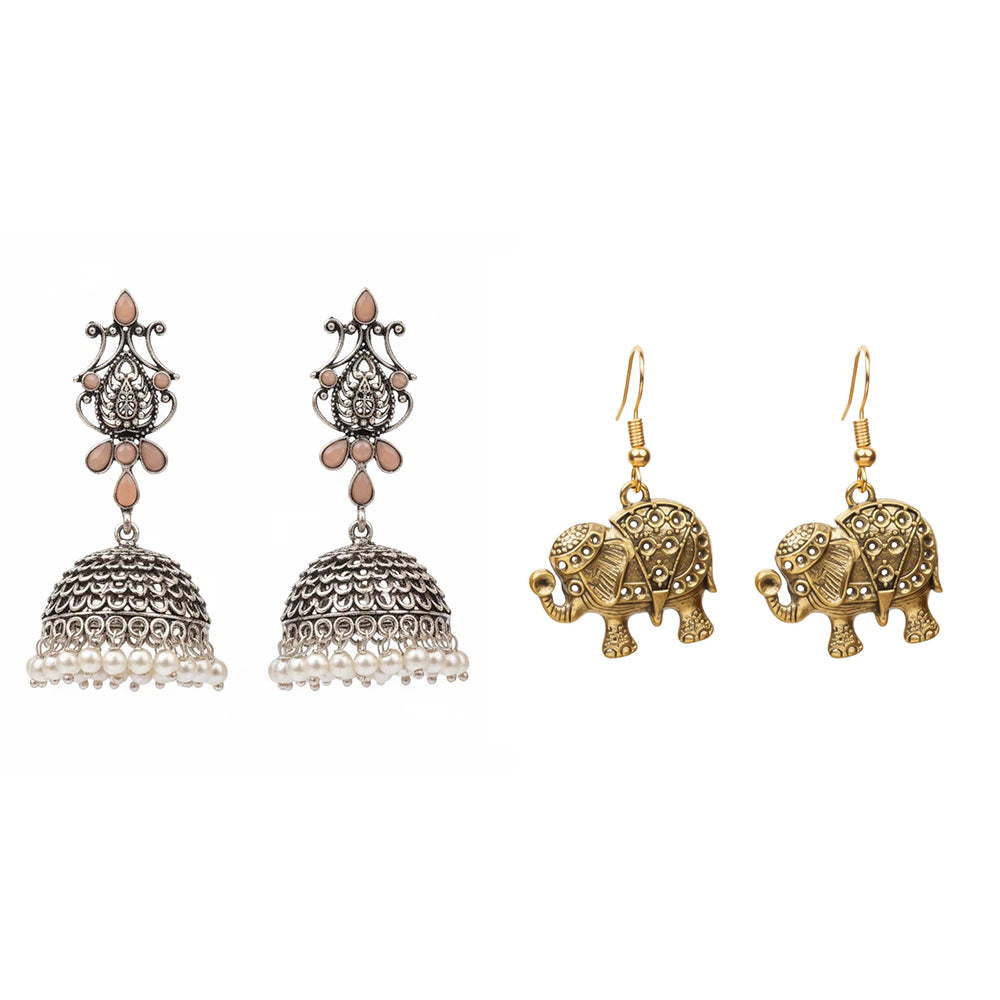 Kalash Kamal earring (Light Orange) Trunk twist dangler earrings Combo set